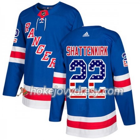 Pánské Hokejový Dres New York Rangers Kevin Shattenkirk 22 2017-2018 USA Flag Fashion Modrá Adidas Authentic